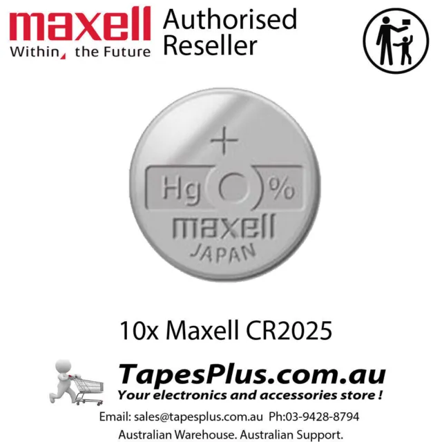 10x MAXELL CR2025 JAPAN Lithium Coin Cell Button 3V Battery Batteries Child Safe
