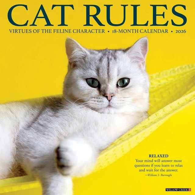 WILLOW CREEK PRESS, Cat Rules 2026 Wall Calendar, 12'' X 12'', 18-Month ...