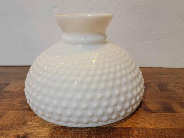 Vintage White Milk Glass Hobnail Gwtw Hurricane Lamp Shade 9 3/4 Inch Fitter