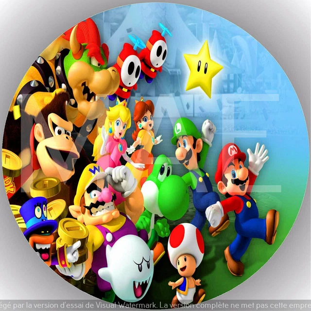 Lot De 15 Décorations Comestibles Super Mario En Azyme - Diamètre 5cm - Fabriqué En France