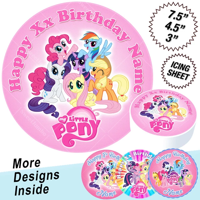 MY LITTLE PONY Birthday Cake Topper Decoration Personalised Round