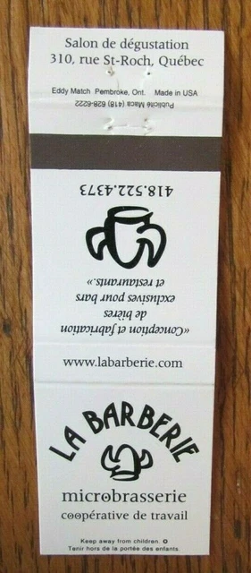 La Barbarie Microbrewery Brew Pub Matchbook Matchcover (Quebec City) -E1 2
