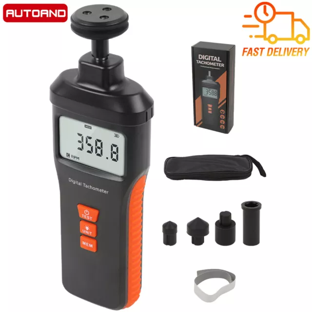 Digital Tachometer Contact/Laser RPM Tachometer Tach Photo Tachometer RPM Meter