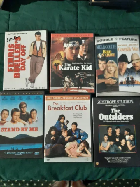Lot of 7 Movies:  DVDs - Breakfast Club, Bird on A Wire, Stand By Me, Outsiders