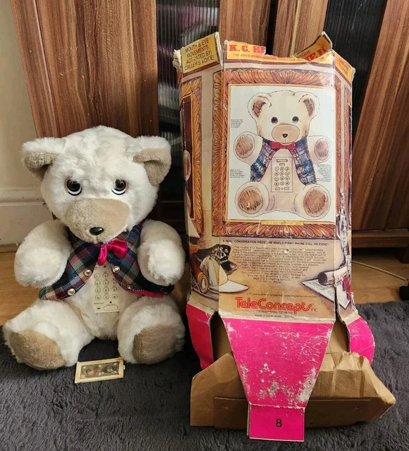 TELECONCEPT K.C. BEARIFONE Teddy Bear Telephone 1986,FOR PARTS ,USED £