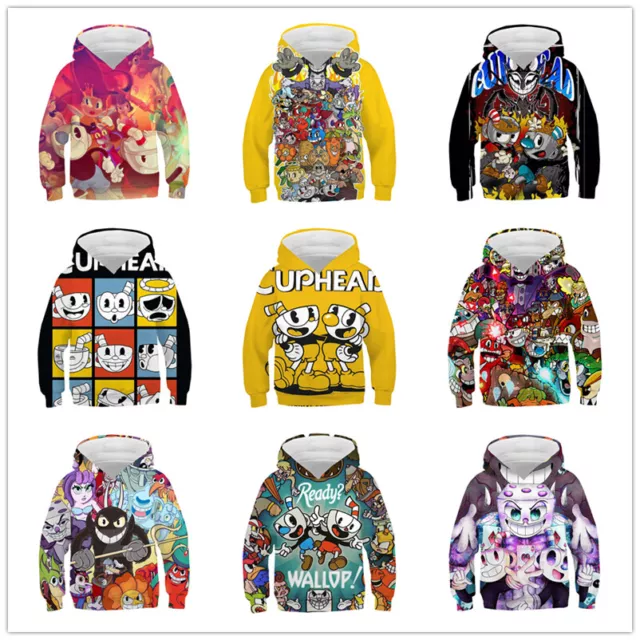 Kid's Cuphead Mugman 3d Hoodies pullover Sweatshirts Printed Hoodie hiphop coat