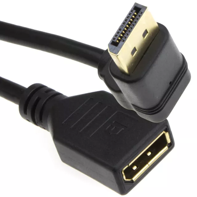 Right Angle DisplayPort v1.2 Extension Cable 4K Plug to Socket 20cm / 50cm / 1m