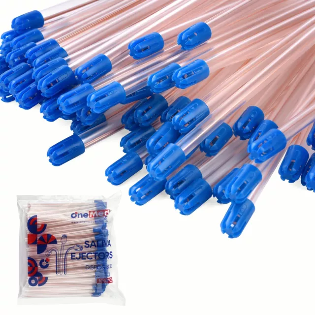 1000(10 Bags)CLEAR/BLUE Disposable Dental Saliva Ejector Evacuation Suction Tips