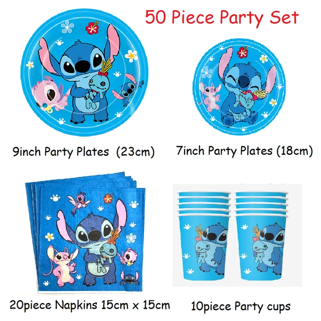STITCH & LILO Banner Plates Cloth Party set Kid Birthday party