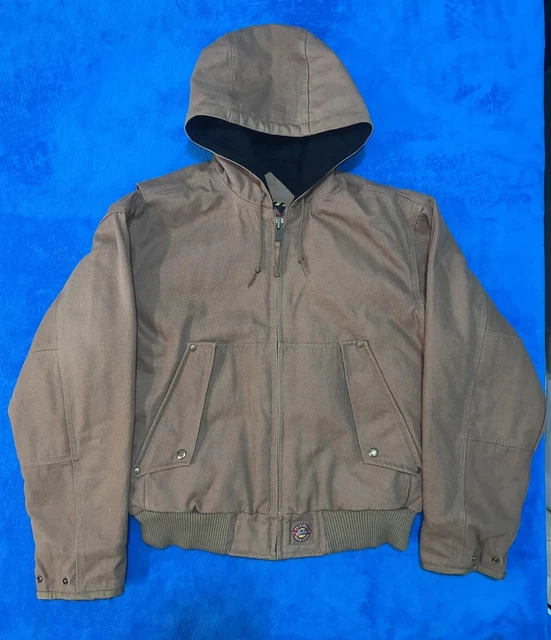 Justin Workwear Duck Canvas Hooded Work Jacket Coat Mens Medium Like Carhartt