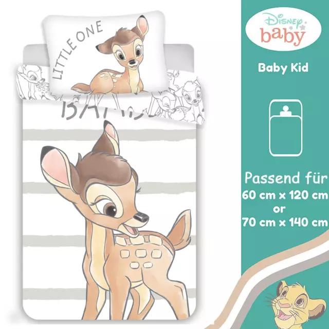 Disney Bambi Bettwäsche Kopfkissen Bettdecke 100x135 + 60x40 cm