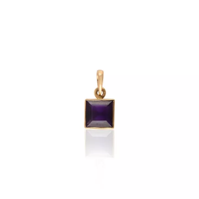 14k or Massif Naturel Violet Gemme Améthyste Solitaire Pendentif Bijoux