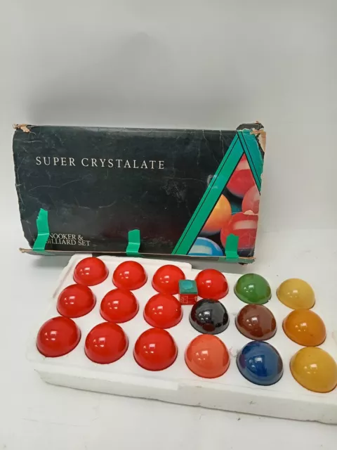 Super Crystalate Snooker And Billiard Set Complete with Chalk Pre Owned Vintage