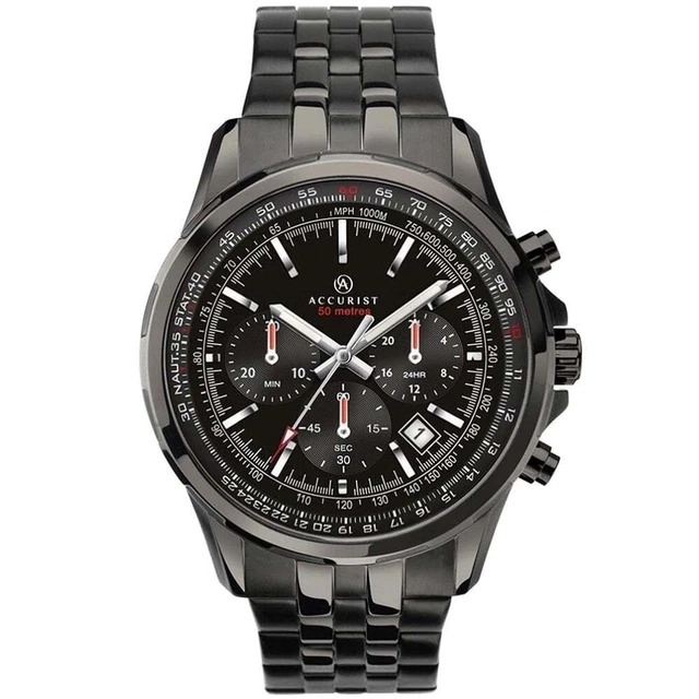 ACCURIST CHRONOGRAPH QUARTZ Black Dial Black Steel Bracelet Men s
