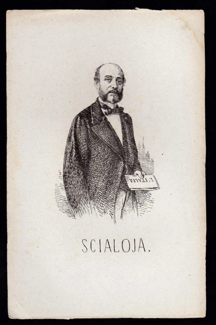 Antonio Scialoja Incisione Xilografia '800 Uomo Politico Deputato Regno Italia