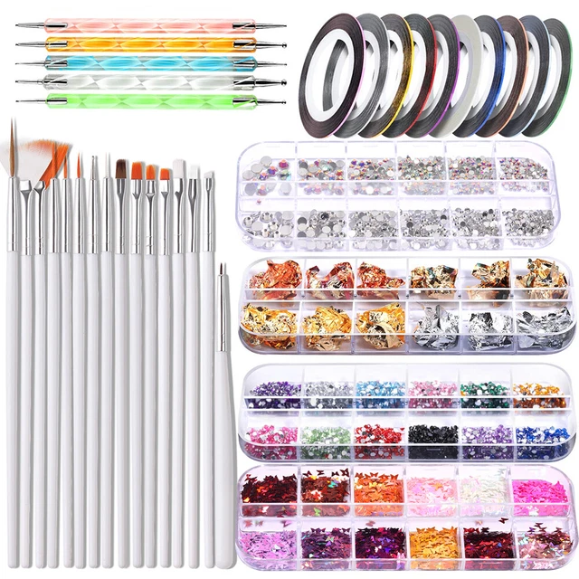 Zeang Kit de herramientas de arte de uñas pincel pluma DIY manicura hoja de pape