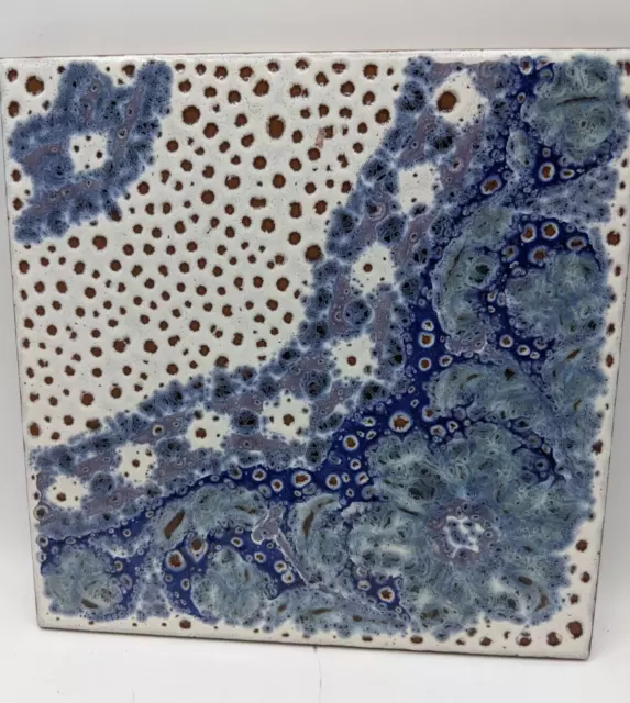 Italian Tile Handmade Decorative Ceramic 8" Stunning Blue White
