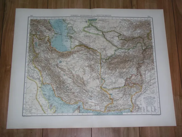 1910 Original Antique Map Of Persia Iran Afghanistan Pakistan Turkestan