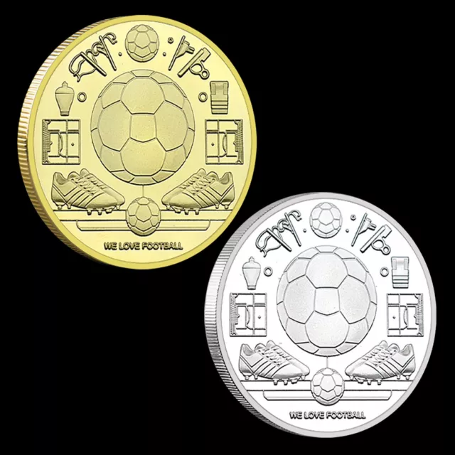 2pcs/set Vergoldete Oder Versilberte Fußball-Gedenkmünzen Medaillen Sammeln