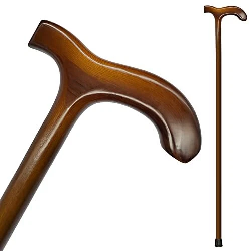 Wooden Walking Cane for Men and Women, One-Piece Wood Cane, 36 Inch Wood Walk...