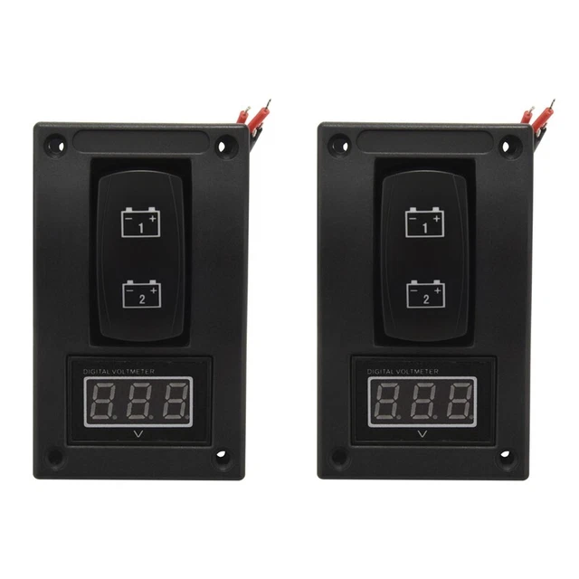 2x 12-24V LED Dual Battery Test Panel Rocker Switch Car Marine Boat VoG1P9