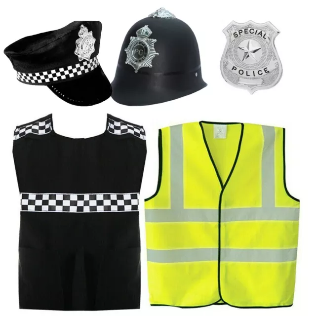 Childs British Policeman Costume Outfit Police Copper Boys Girls Fancy Dress Lot