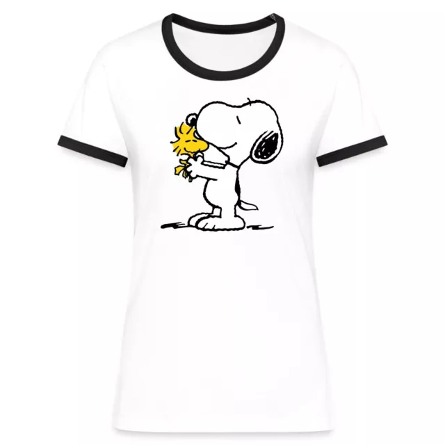 Peanuts Snoopy Und Woodstock Frauen Kontrast T-Shirt