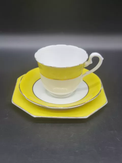 Vintage Royal Standard Trio Cup Saucer And Plate Set Yellow Gold Rim Used