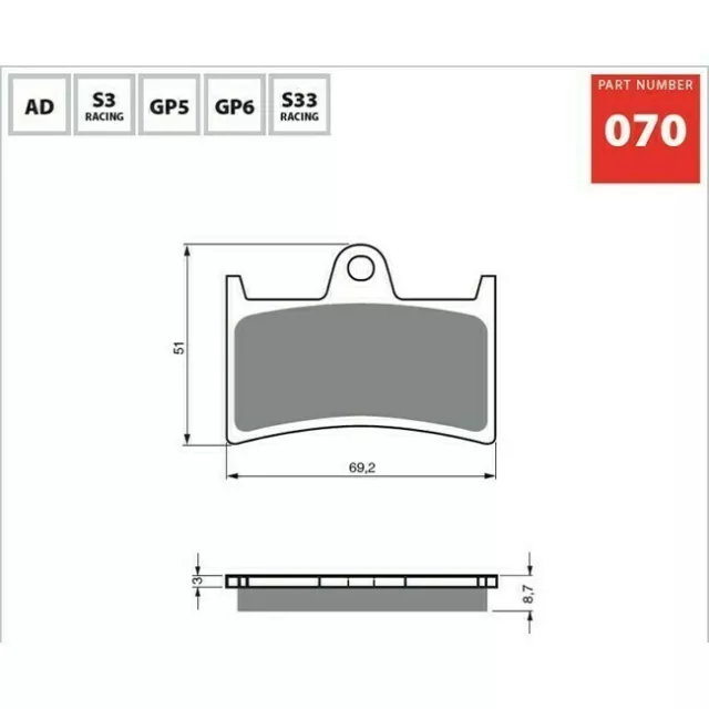 Goldfren Sintered Dual Sport Front Brake Pads for Yamaha YZF-R6 1999-2017