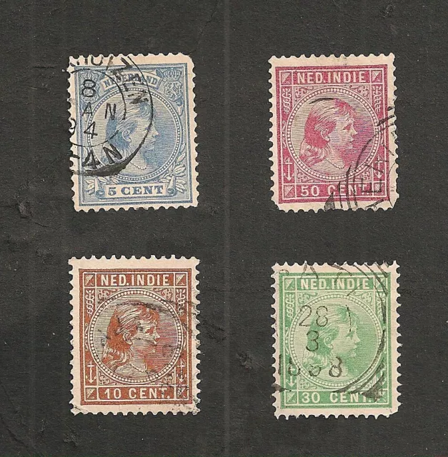 1891/1897 Pays-Bas Ned Indie Princesse Wilhelmine Lot De 4 Timbres