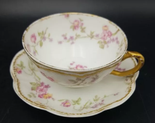 Antique Haviland Limoges France Flat Demitasse / Espresso Cup & Saucer