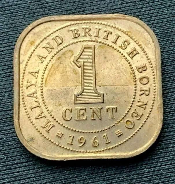 1961 Malaya British Borneo 1 Cent Coin BU UNC         #C444
