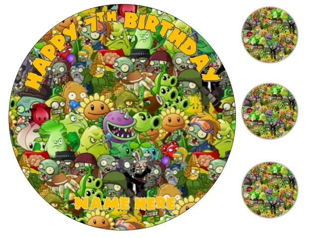 TOP QUALITY PLANTS VS ZOMBIES PERSONALISED Edible Cake Topper on wafer ...