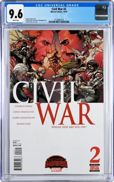 Civil War #2 CGC 9.6 (Oct 2015, Marvel) Charles Soule Story, Leinil Francis Yu