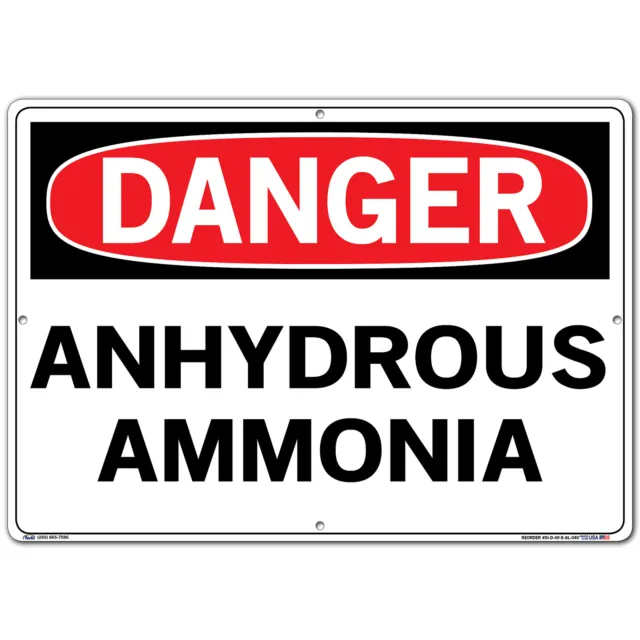 Vestil Danger Sign Sign Message ANHYDROUS AMMONIA Length 0.04 in Width 20.5 in