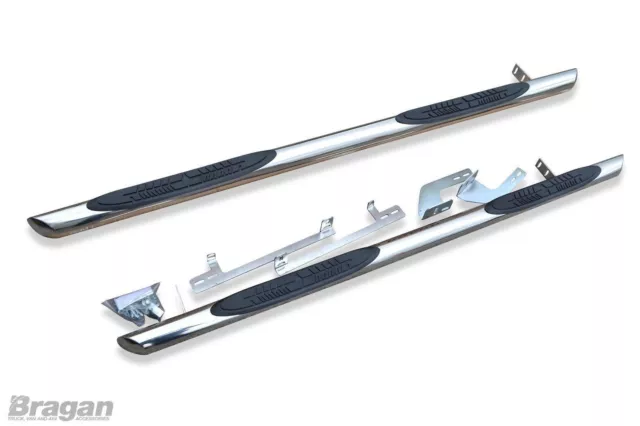 Side Bars + 4 Step Pad Tapered Ends To Fit Ford Transit Tourneo Custom 13-18 LWB