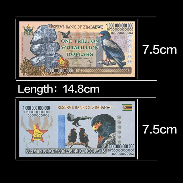 One Trillion Yottalilion $/ Banknote/ Zimbabwe 2008/ Bankfrisch/2 Scheine