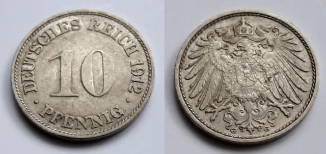 Deutsches Reich - Kaiserreich - 10 Pfennig - 1912 G