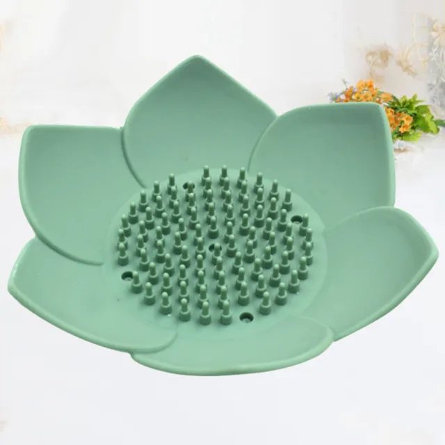 Punch-Free Soap Dish Holder Tray Lotus Bathtub Flower Travel Box Drain Pipe