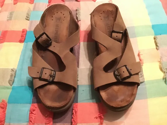 Mephisto Elka Leather/Nubuck Brown Sandals Size 39 wear with Magnolia Pearl