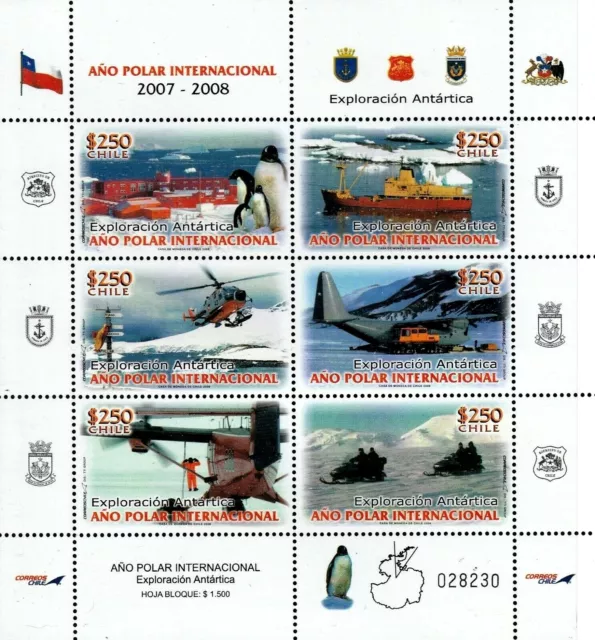 Chile 2008 Scott 1495 a-f  Sheetlet International Polar Year  Antarctic Research
