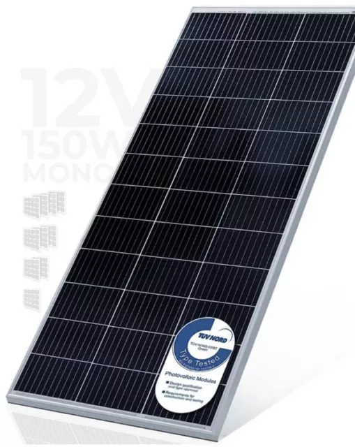 Pannello Solare Monocristallino Fotovoltaico 150W casa camper baita  12v