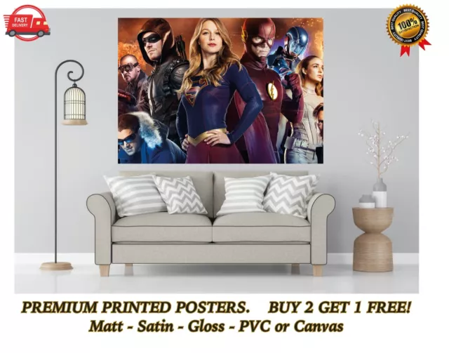 DC Legends Cast Arrow Flash Supergirl Poster Art Print Gift A0 A1 A2 A3 Maxi