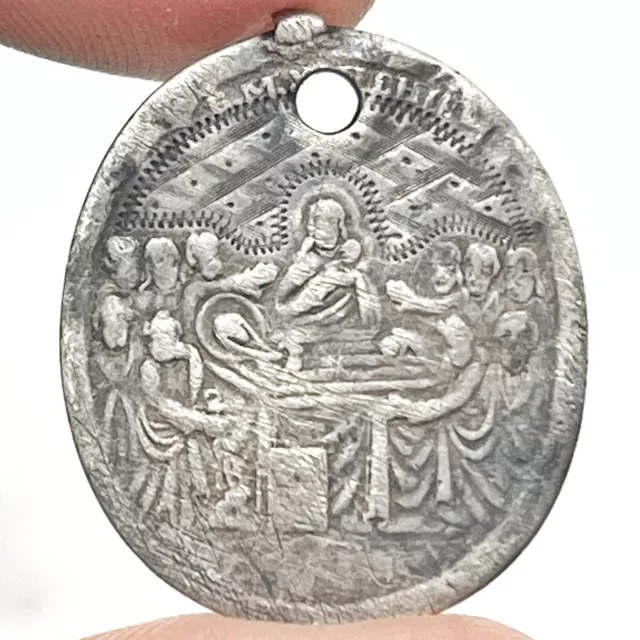 C. 1600-1800’s Antique Russian Orthodox Silver Icon Pendant Europe Christian — B