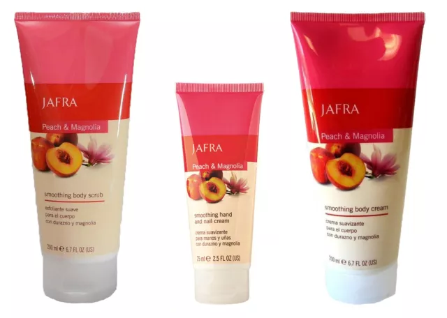 JAFRA Peach + Magnolia Körperpflege Set-Body Scrub-Body Cream-Hand Cream NEU