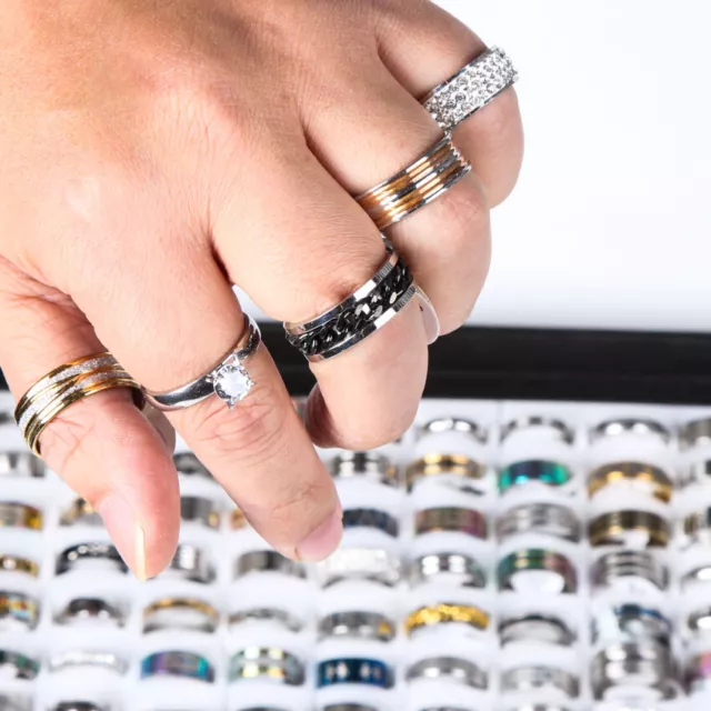 wholesale 100pcs/lot mix style stainless steel jewelry rings couple wedding band