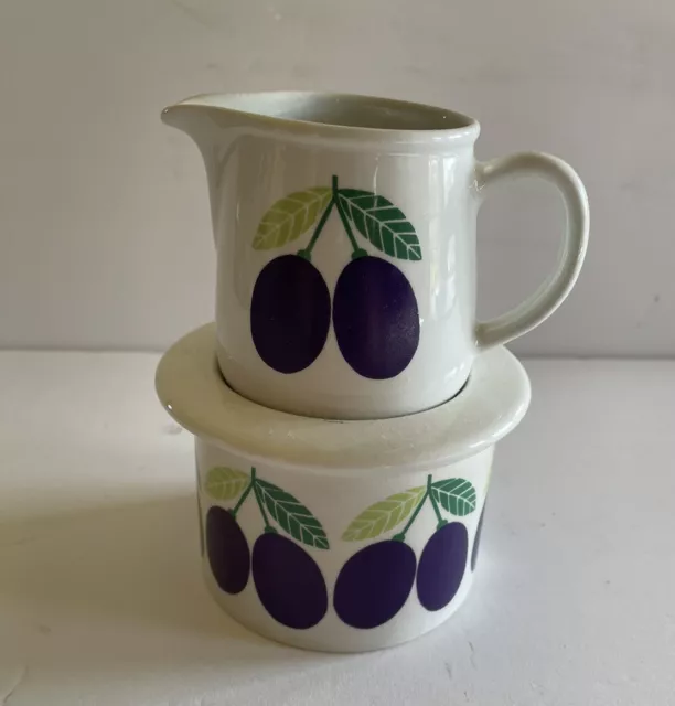 MCM Arabia Porcelain Kaj Franck Plums Stacking Sugar & Creamer Finland