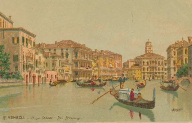 VENEZIA - Canal Grande Pal. Browning Postcard - Venice - Italy - udb (pre 1908)