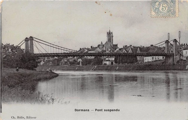 CPA 51 DORMANS PONT SUSPENDU (cpa émail