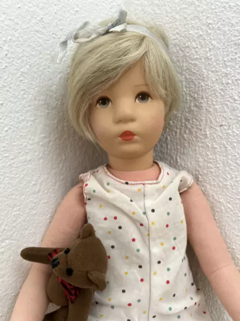 Ältere Käthe Kruse Puppe 35 cm mit Teddy